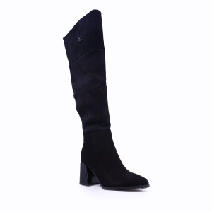 Cizme cu toc mediu femei Luca di Gioia negre din piele întoarsă și material sintetic 1268DC4401VN - Img 2