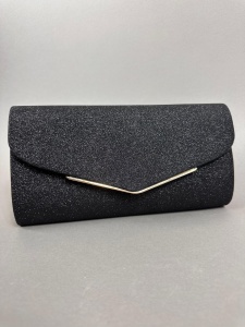 Clutch Negru Insertii Metal Aurii - Img 3
