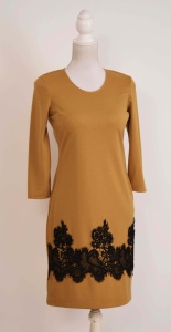 Compleu elegant mustar cu broderie Nadine - Img 2