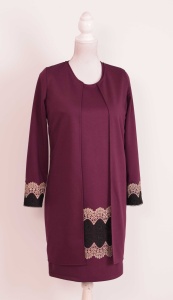 Compleu elegant visiniu cu broderie Emilia - Img 1