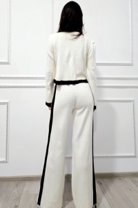 Compleu tetra cu lana Thalos, bluza si pantaloni lejeri, Alb, Marime S/M - Img 2