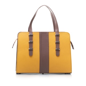 Geantă damă din piele naturală, Leofex - 4012 Muștar Taupe Box