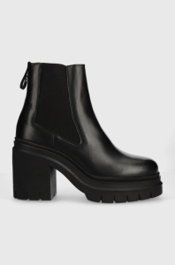 HUGO ghete chelsea de piele Kris femei, culoarea negru, cu toc drept, 50498407