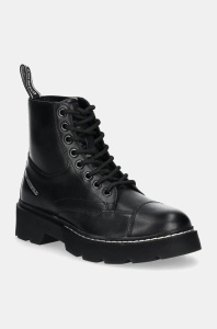 Karl Lagerfeld bocanci de piele KAMDEN femei, culoarea negru, cu platforma, KL40450