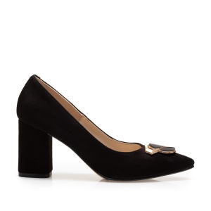 Pantofi eleganți damă din piele naturală - 23010 Negru Velur