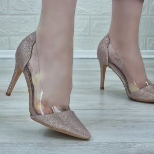 Pantofi Stiletto Damă Aurii Cu Toc Elide - Img 2