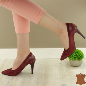 Pantofi Stiletto Dama Visinii Piele Naturala Idalis