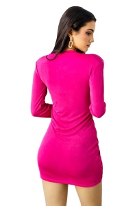 Rochie catifelata Iovana, scurta, cu aspect petrecut, Roz, Marime S/M - Img 7