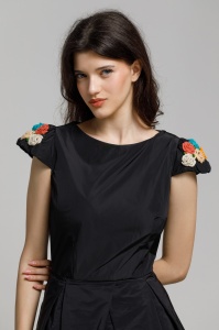 Rochie CHLOE neagra cu broderie - Img 4