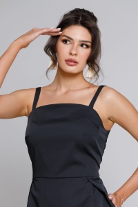Rochie CLARE neagră cu broderie florală - Img 4