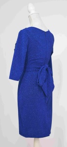 Rochie de ocazie din lurex albastra Royal Blue cu broderie 3D - Img 4