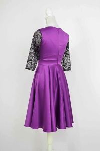 Rochie de ocazie din tafta mov cu tulle cu gliter Noelia - Img 5
