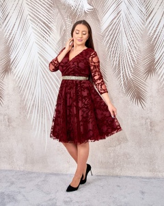 Rochie de ocazie din tulle cu broderie catifea visinie Ariana1 - Img 2