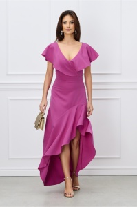 Rochie DY Fashion magenta cu lungime asimetrica