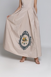 Rochie elegantă CHLOE crem cu broderie - Img 6