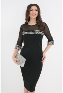 Rochie eleganta neagra cu volane ivory