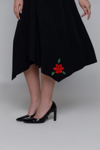 Rochie KARENA neagra din viscoza si catifea asimentrica - Img 4