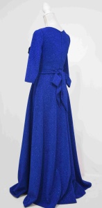 Rochie lunga din lurex albastra cu aplicatie 3D bleumarin Royal blue - Img 4
