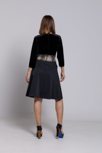 Rochie MAGNO neagra cu insertii de dantela si piele ecologica - Img 6