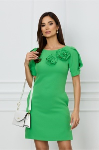 Rochie MBG verde cu flori maxi pe bust