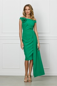 Rochie MBG verde cu peplum in talie