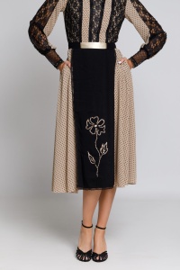 ALISA beige veil dress with black polka dots and lace - Img 6