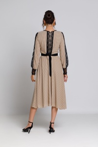 ALISA beige veil dress with black polka dots and lace - Img 8
