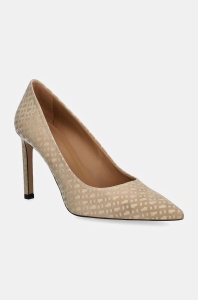 BOSS pantofi cu toc Janet culoarea bej, 50529841