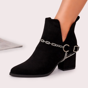 Botine Cu Toc Gros Dama Negre Bistus - Img 1