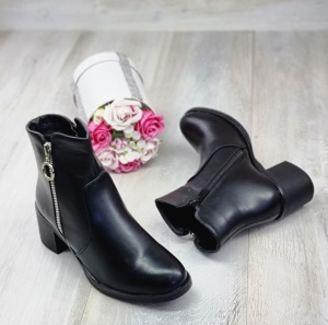Botine Cu Toc Gros Dama Negre Cu Fermoar Adala - Img 5