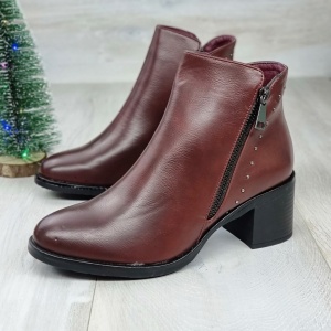 Botine Cu Toc Gros Dama Visinii Cu Fermoar Horca - Img 2