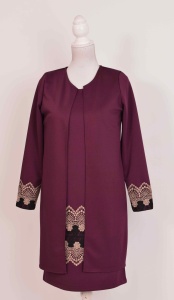 Compleu elegant visiniu cu broderie Tania - Img 1