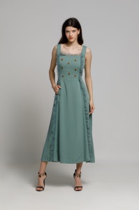 EDINA varnish dress with embroidery and tulle ruffle - Img 2