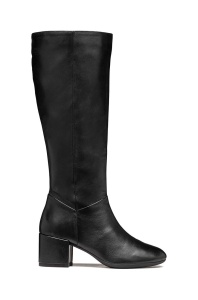Geox ghete de piele D ELEANA femei, culoarea negru, cu toc drept, D46TWA 000TU C9999