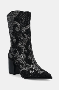 GOE cizme femei, culoarea negru, cu toc drept, izolare usoara, OO2N4230 BLACK SILV