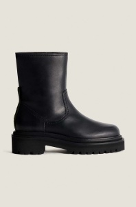 Hoff cizme de piele BOTA PIEL femei, culoarea negru, cu toc plat, 22331002 OFFICE