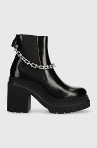 HUGO ghete chelsea de piele Kris femei, culoarea negru, cu toc drept, 50509836