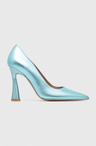 Jonak stilettos de piele DABATE CUIR METALLISE culoarea turcoaz, 3400175