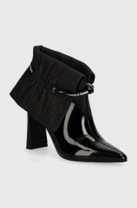 Karl Lagerfeld Jeans cizme de piele PANACHE femei, culoarea negru, cu toc drept, KLJ30274