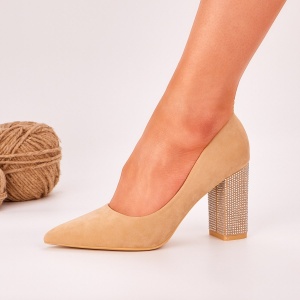 Pantofi Dama Bej Cu Toc Bisky - Img 1