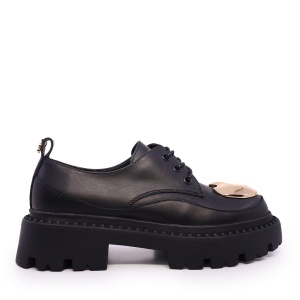 Pantofi derby femei Enzo Bertini negri din piele cu accesorii deco 1628dp1775n - Img 1