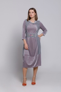 RAELYN dress in gray velvet and poplin - Img 7
