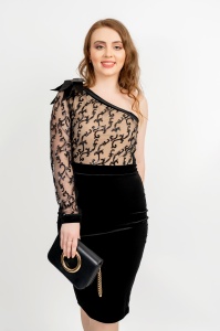 Rochie De Ocazie Ami, Neagra din Catifea - Fofy - Img 5