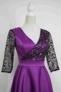 Rochie de ocazie din tafta mov cu tulle cu gliter Noelia - Img 3