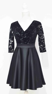 Rochie de ocazie din tafta neagra si broderie catifea Nuria - Img 1