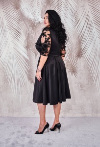Rochie de ocazie din tafta neagra si tiul brodat 3D Nina - Img 5