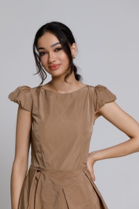 Rochie elegantă CHLOE cappuccino cu broderie - Img 4