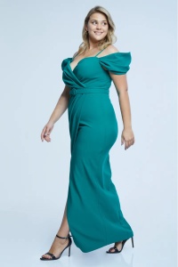 Rochie eleganta maxi de dama fara maneci verde Thea - Img 1