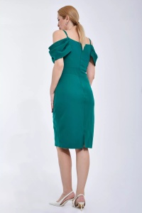 Rochie eleganta midi verde fara maneci Julia - Img 3