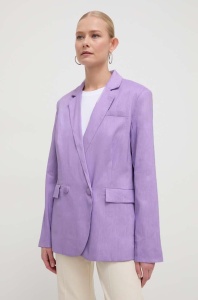 Silvian Heach sacou de in culoarea violet, cu doua randuri de nasturi, neted